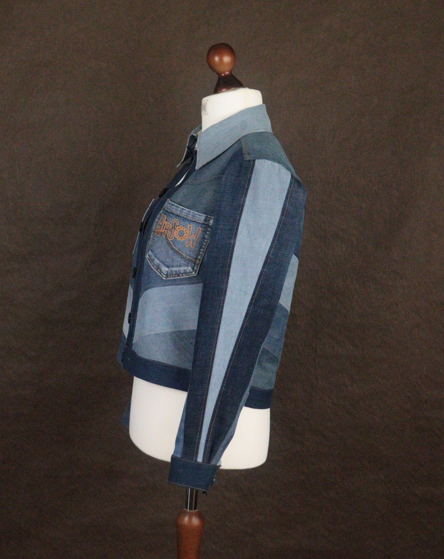 HipSoW Upcycling Jeansjacke auf Büste
