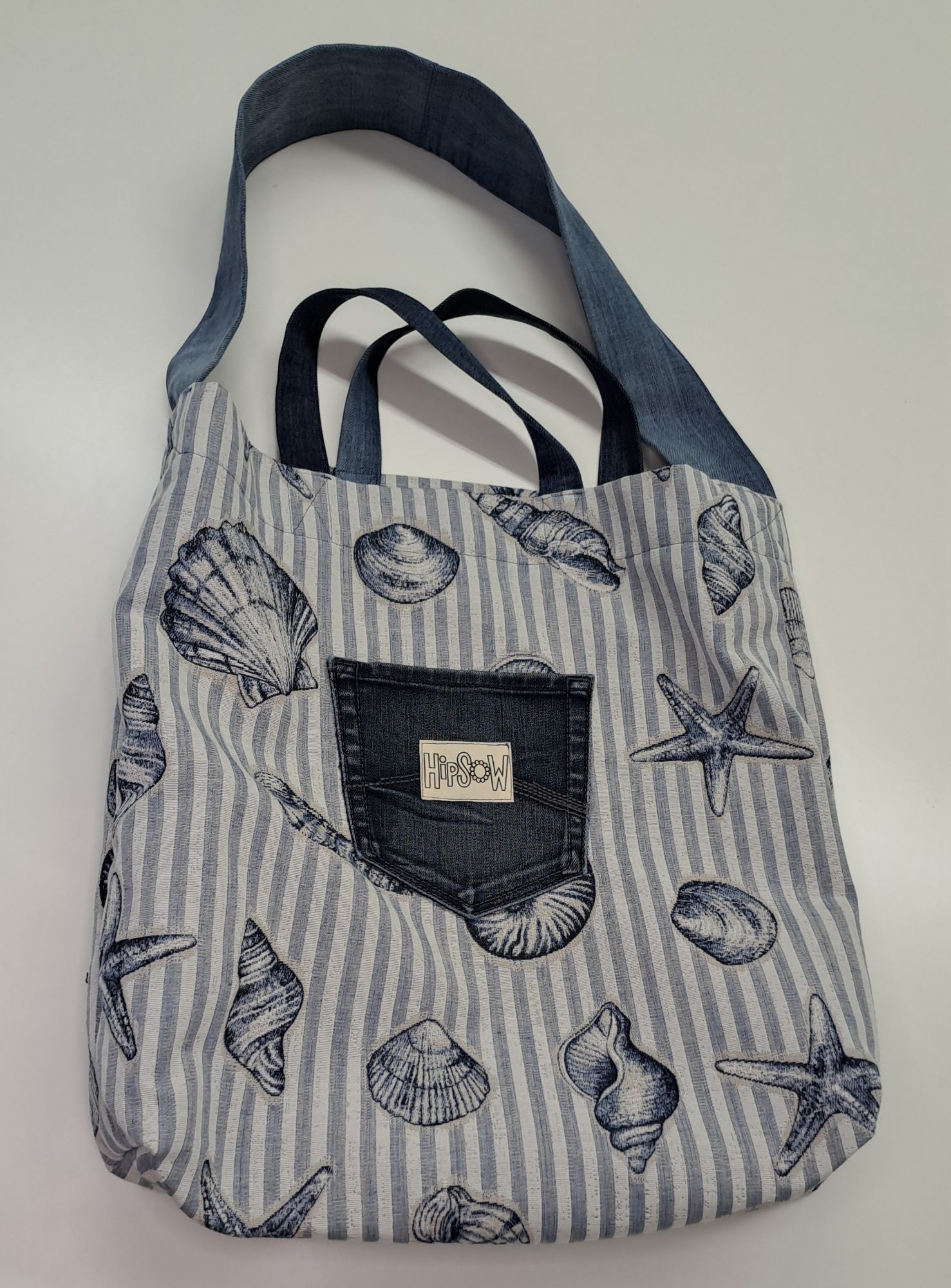 bunte Tragetasche mit Jeans, Küstenstoff