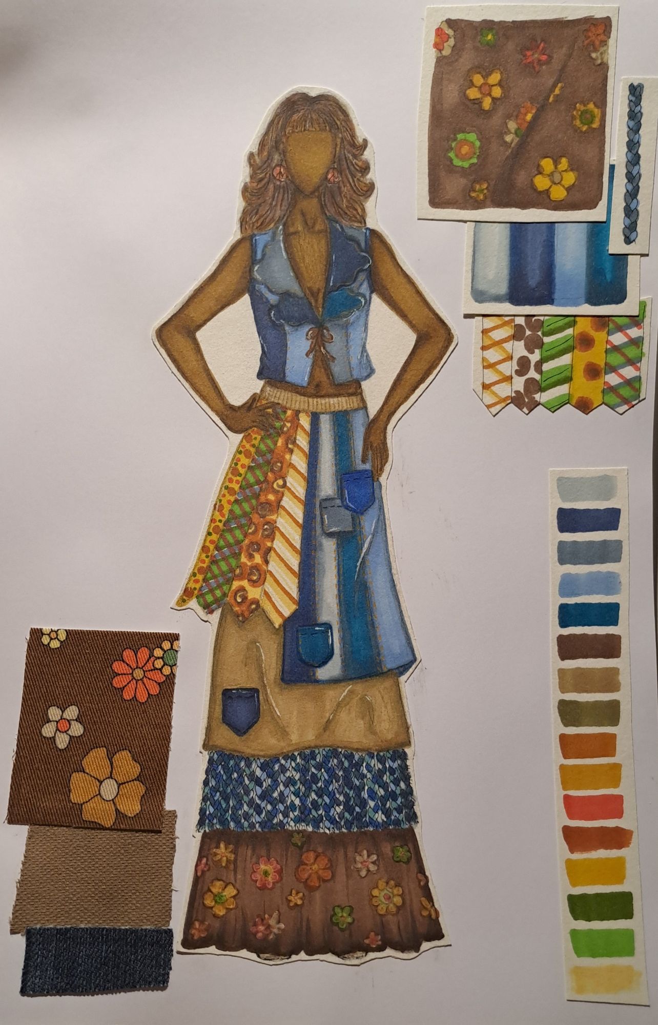 Modezeichnung - ein Outfit meiner damaligen Abschlusskollektion der Ausbildung als Modeskizze.