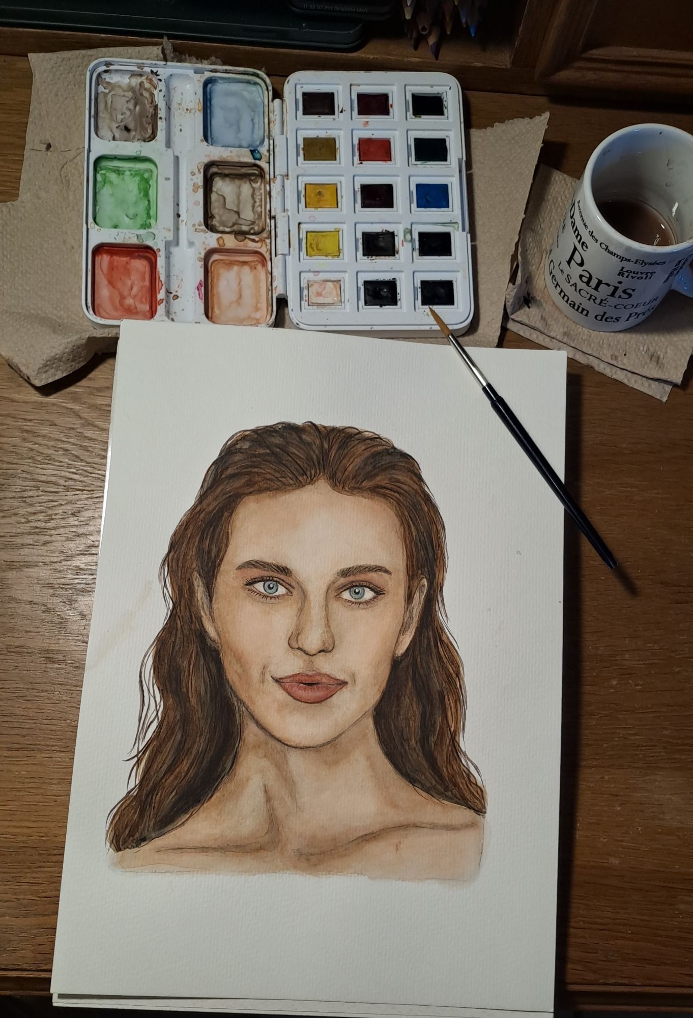 Portraitzeichnung mit Aquarellfarben - Ab und zu zeichne ich auch was anderes als Kleidung.