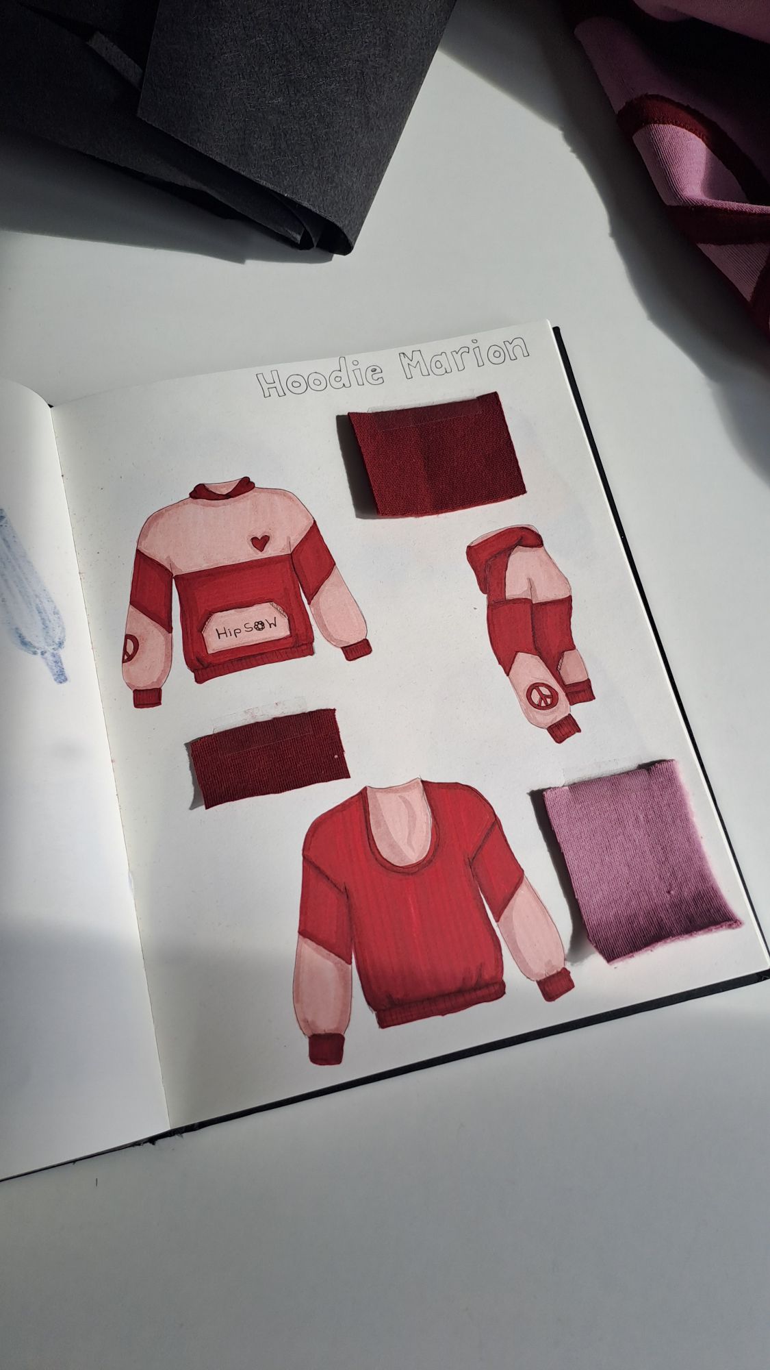 Entwurfsskizze meiner Hoodies - Hier sieht man wie ich vorgehe beim entwerfen meiner Hoodies.